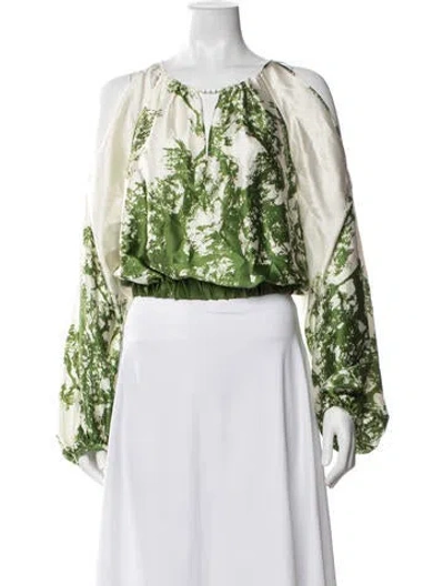 Pre-owned Silvia Tcherassi Silk Printed Blouse In Green