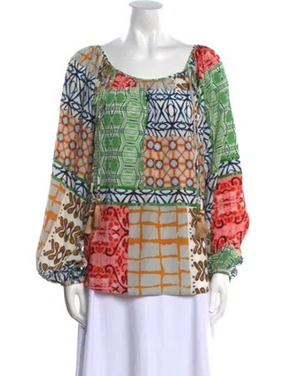 Pre-owned Silvia Tcherassi Silk Printed Blouse In Neutral