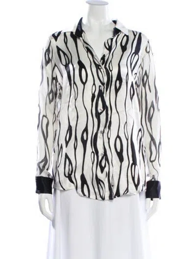 Pre-owned Silvia Tcherassi Silk Printed Blouse In White