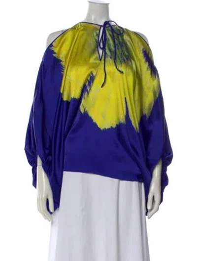 Pre-owned Silvia Tcherassi Silk Printed Blouse In Yellow