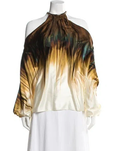 Pre-owned Silvia Tcherassi Silk Printed Blouse In Yellow