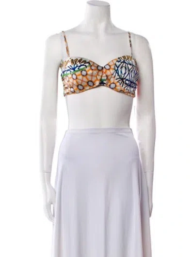 Pre-owned Silvia Tcherassi Silk Printed Crop Top In Multi