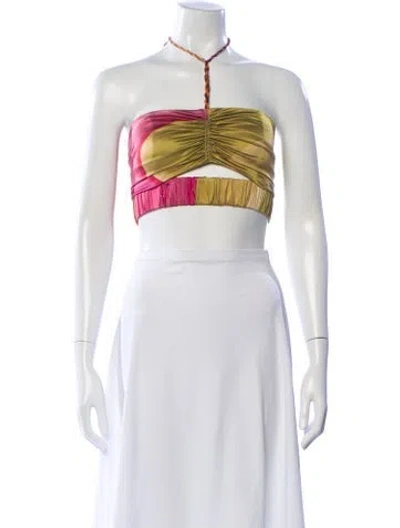 Pre-owned Silvia Tcherassi Silk Printed Crop Top In Neutral