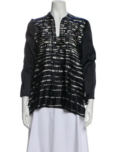 Pre-owned Silvia Tcherassi Silk Striped Blouse In Black