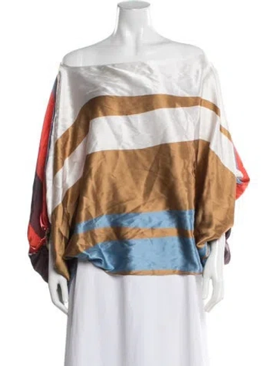 Pre-owned Silvia Tcherassi Silk Striped Blouse In Blue