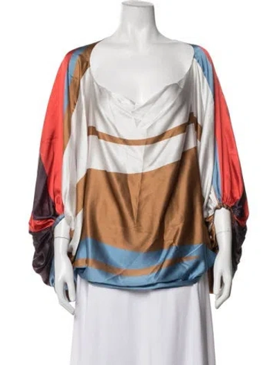 Pre-owned Silvia Tcherassi Silk Striped Blouse In Brown