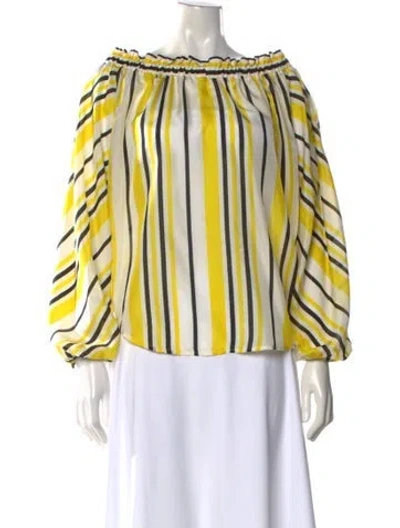 Pre-owned Silvia Tcherassi Silk Striped Blouse In Yellow