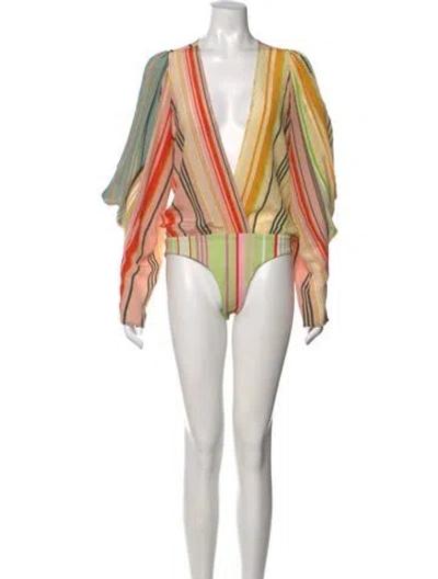 Pre-owned Silvia Tcherassi Silk Striped Blouse In Yellow