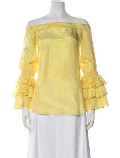 Pre-owned Silvia Tcherassi Silk Striped Blouse In Yellow