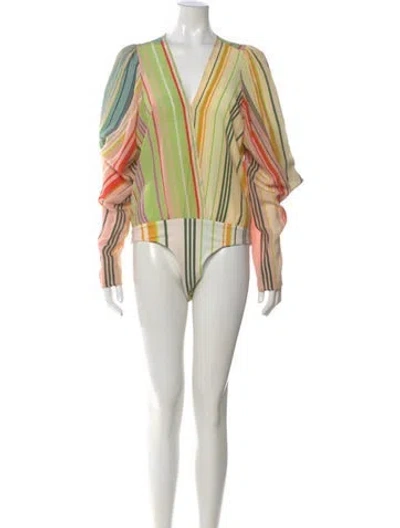 Pre-owned Silvia Tcherassi Silk Striped Bodysuit In Green