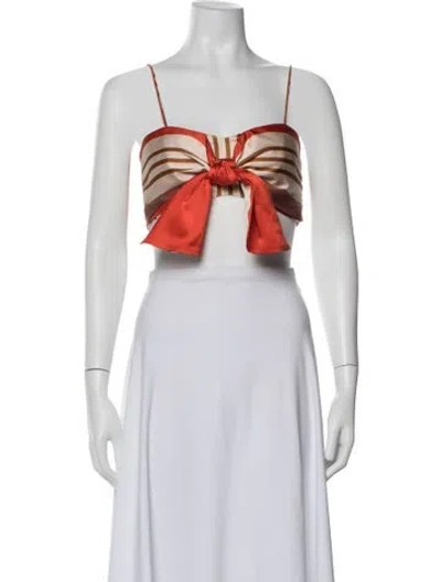 Pre-owned Silvia Tcherassi Silk Striped Crop Top In Orange