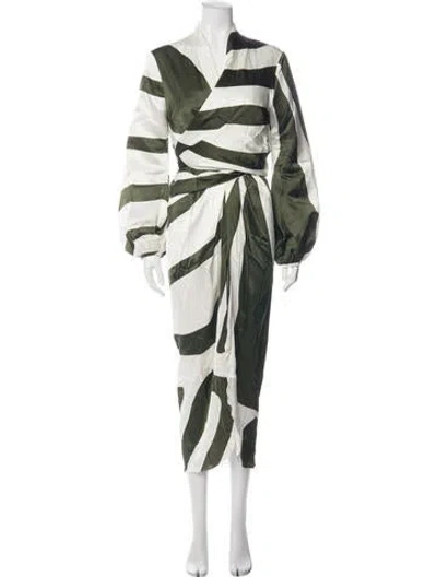 Pre-owned Silvia Tcherassi Silk Striped Skirt Set In Green
