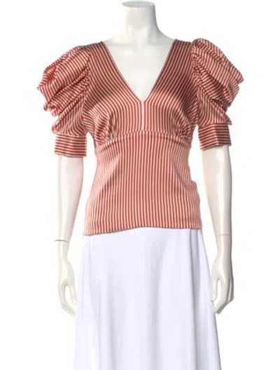 Pre-owned Silvia Tcherassi Silk Striped Top In Red