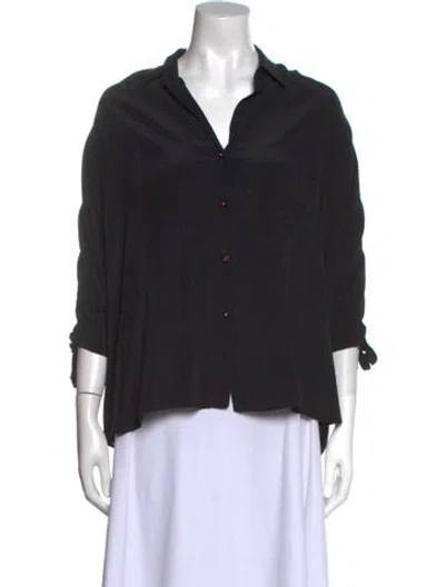 Pre-owned Silvia Tcherassi Silk Three-quarter Sleeve Blouse In Black
