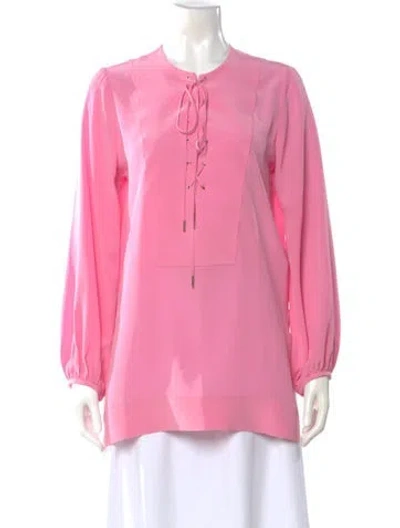 Pre-owned Silvia Tcherassi Silk Tie Neck Blouse In Pink