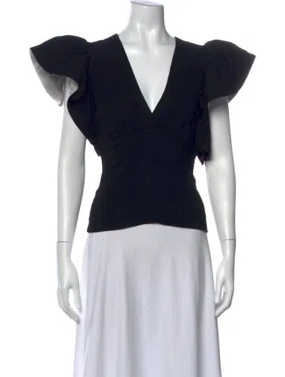 Pre-owned Silvia Tcherassi Silk V-neck Blouse In Black