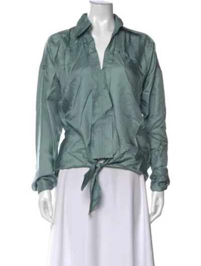 Pre-owned Silvia Tcherassi Silk V-neck Blouse In Green