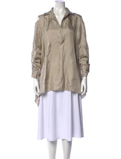 Pre-owned Silvia Tcherassi Silk V-neck Blouse In Neutral