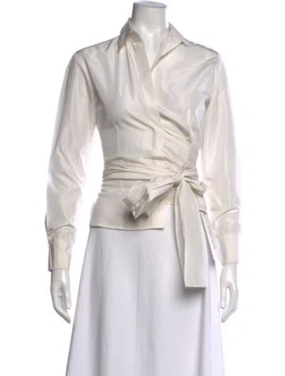 Pre-owned Silvia Tcherassi Silk V-neck Blouse In Neutrals