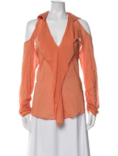 Pre-owned Silvia Tcherassi Silk V-neck Blouse In Orange