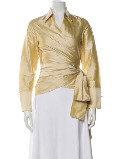 Pre-owned Silvia Tcherassi Silk V-neck Blouse In Yellow
