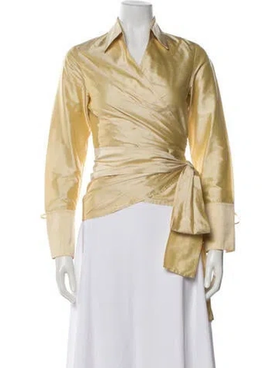 Pre-owned Silvia Tcherassi Silk V-neck Blouse In Yellow