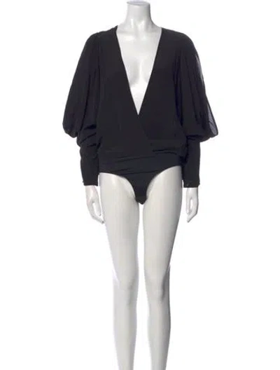 Pre-owned Silvia Tcherassi Silk V-neck Bodysuit In Black