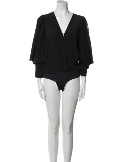 Pre-owned Silvia Tcherassi Silk V-neck Bodysuit In Black