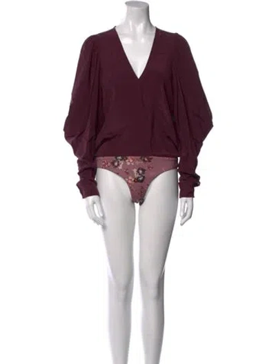 Pre-owned Silvia Tcherassi Silk V-neck Bodysuit In Burgundy