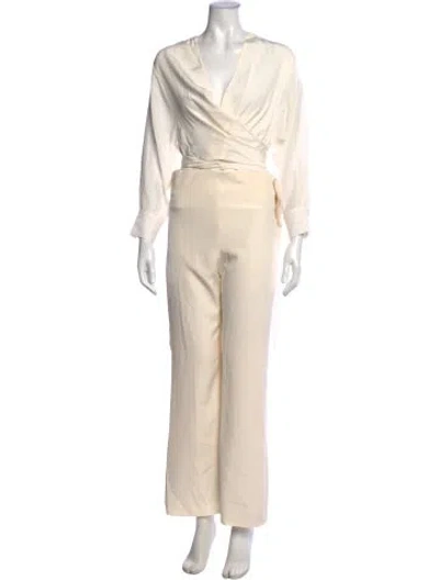 Pre-owned Silvia Tcherassi Silk V-neck Jumpsuit In White