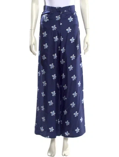 Pre-owned Silvia Tcherassi Silk Wide Leg Pants In Blue
