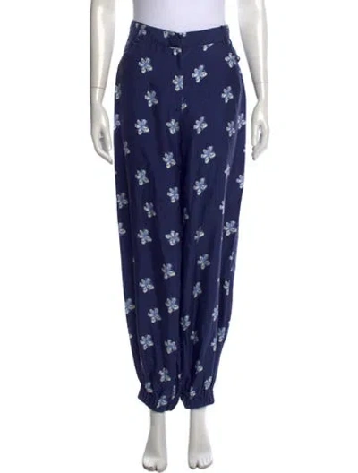 Pre-owned Silvia Tcherassi Silk Wide Leg Pants In Blue