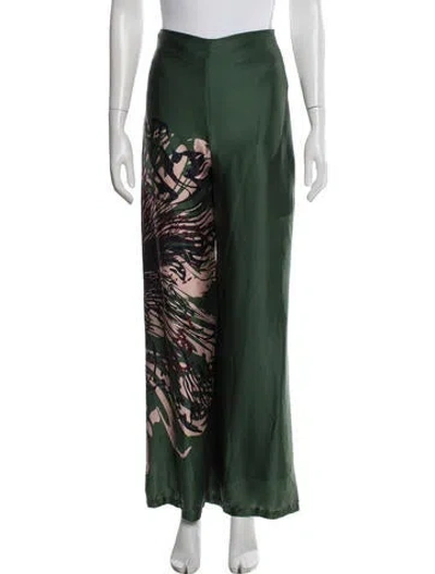 Pre-owned Silvia Tcherassi Silk Wide Leg Pants In Green