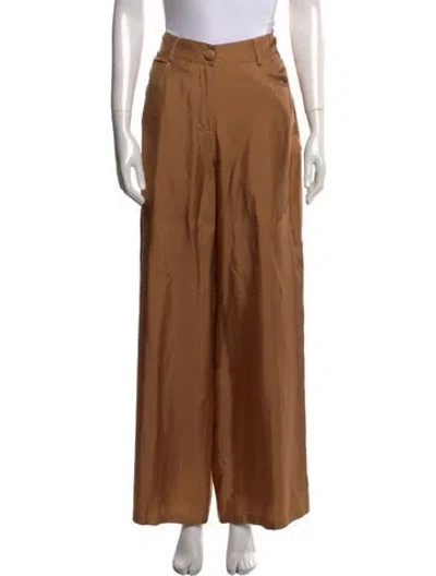 Pre-owned Silvia Tcherassi Silk Wide Leg Pants W/ Tags In Brown