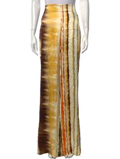Pre-owned Silvia Tcherassi Silk Wide Leg Pants In Yellow