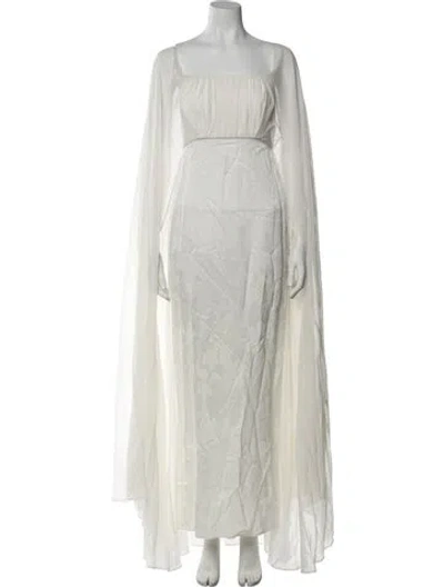 Pre-owned Silvia Tcherassi Square Neckline Long Dress In White