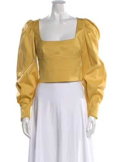 Pre-owned Silvia Tcherassi Square Neckline Long Sleeve Blouse In Yellow