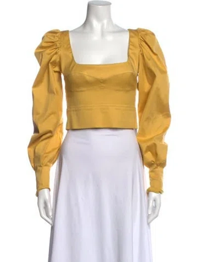 Pre-owned Silvia Tcherassi Square Neckline Long Sleeve Blouse In Yellow
