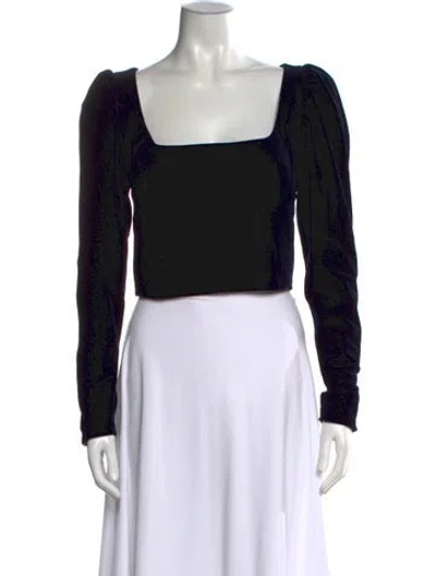 Pre-owned Silvia Tcherassi Square Neckline Long Sleeve Crop Top In Blue