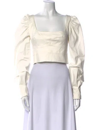 Pre-owned Silvia Tcherassi Square Neckline Long Sleeve Crop Top In Neutral