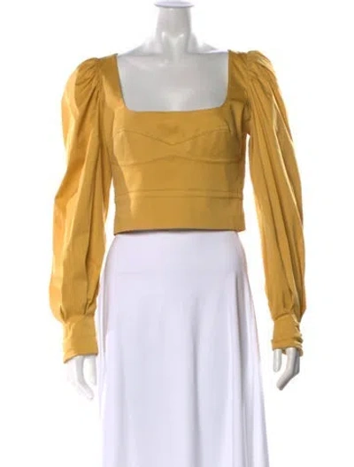 Pre-owned Silvia Tcherassi Square Neckline Long Sleeve Crop Top In Yellow