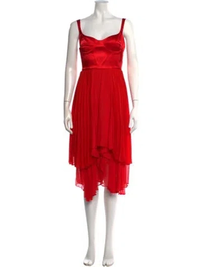 Pre-owned Silvia Tcherassi Square Neckline Midi Length Dress In Red