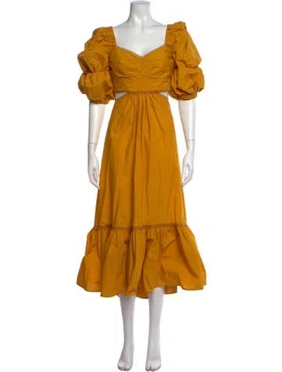 Pre-owned Silvia Tcherassi Square Neckline Midi Length Dress In Yellow