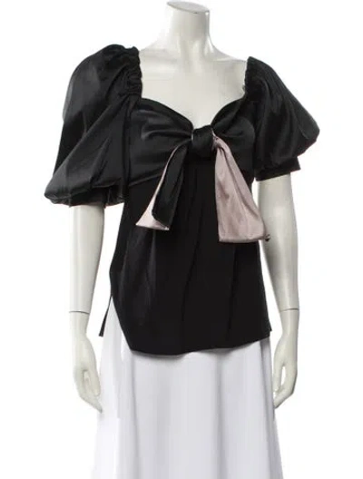 Pre-owned Silvia Tcherassi Square Neckline Short Sleeve Blouse In Black