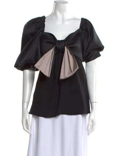 Pre-owned Silvia Tcherassi Square Neckline Short Sleeve Blouse In Black