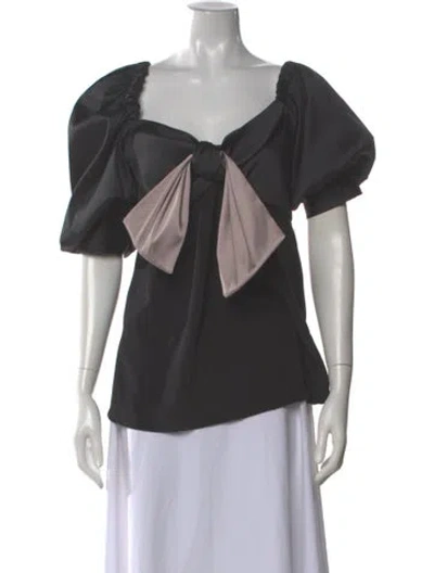 Pre-owned Silvia Tcherassi Square Neckline Short Sleeve Blouse W/ Tags In Gray