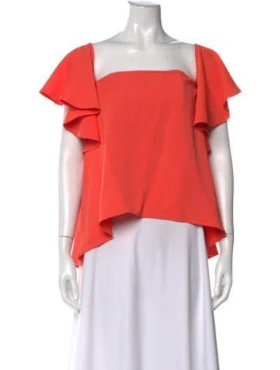 Pre-owned Silvia Tcherassi Square Neckline Short Sleeve Blouse W/ Tags In Orange