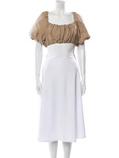 Pre-owned Silvia Tcherassi Square Neckline Short Sleeve Crop Top In Neutral