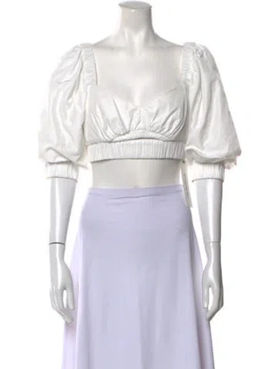 Pre-owned Silvia Tcherassi Square Neckline Three-quarter Sleeve Crop Top In White