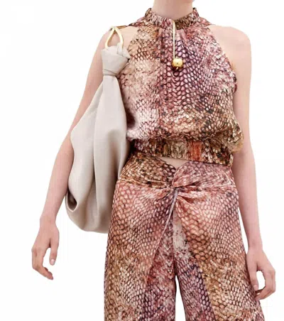 Silvia Tcherassi Stefano Sleeveless Blouse In Peach Animal Print